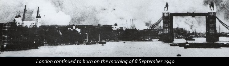 Лондон продолжает гореть, утро 8 сентября 1940 года